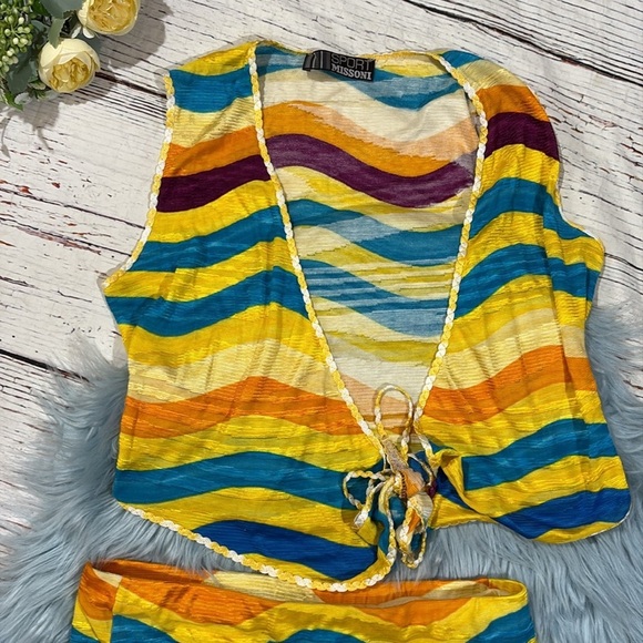 Missoni Sport Tie Front Chevron Resort Cropped Skirt Set - Picture 5 of 10